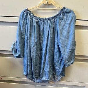 Size Large off the shoulder denim color blouse